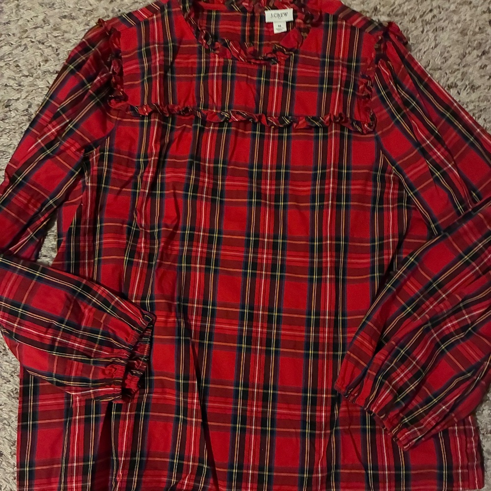 Jcrew red plaid shirt, size medium, great condition